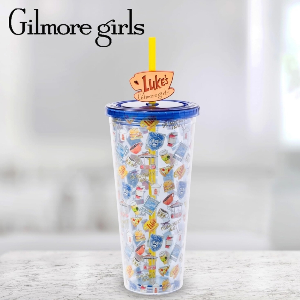 Gilmore Girls Cold Cup Tumbler with Straw and Lid & Luke's Diner Straw Topper ☕